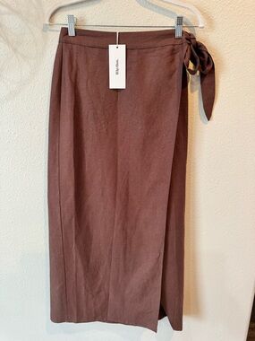 Rhythm. Chocolate-Brown Tie Detail Midi Skirt